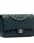 Chanel Mattrase 25 Coco Double Flap Chain Shoulder Bag Blue Silver Caviar S  CHANEL