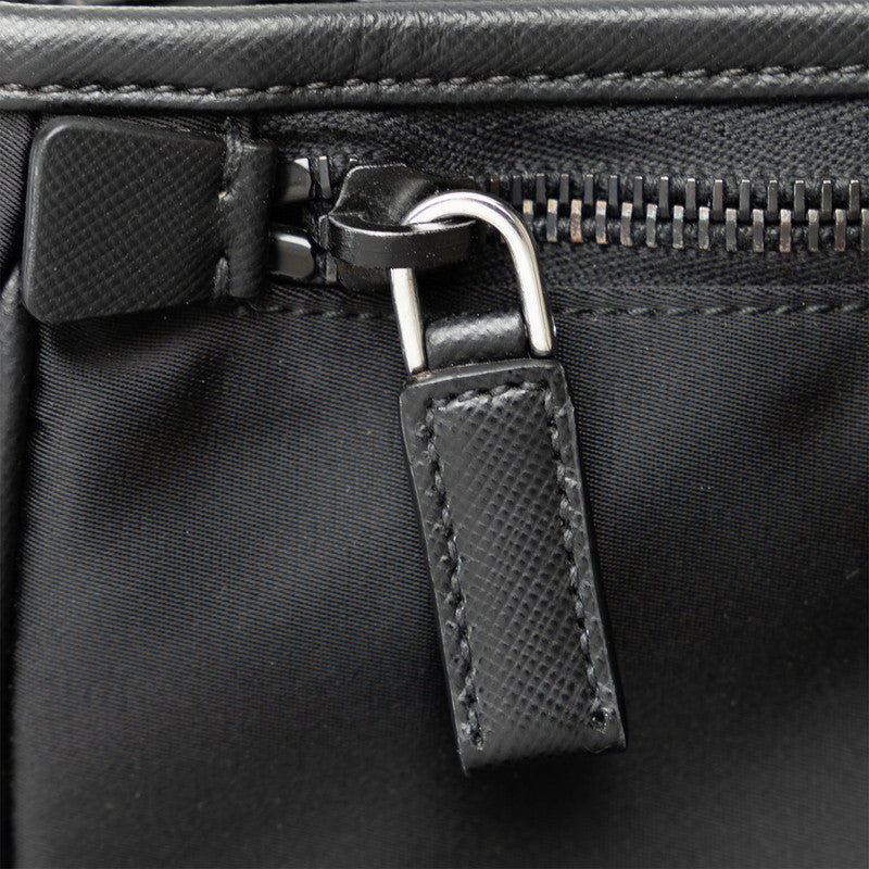 Prada Triangle Logo  ing  Shoulder Bag V167 Black Nylon Leather  PRADA Middle Ladies