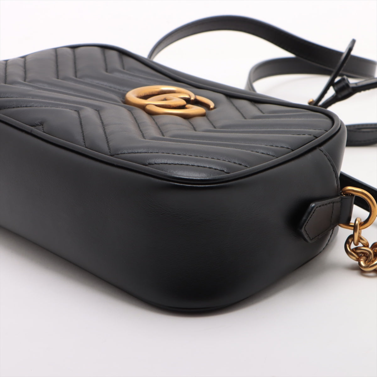 Gucci GG Marmont Leather Chain Shoulder Bag Black 447632