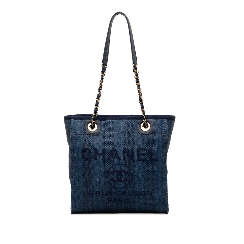 Chanel Dolphin PM Shoulder Bag Navy Raffia Leather  Chanel