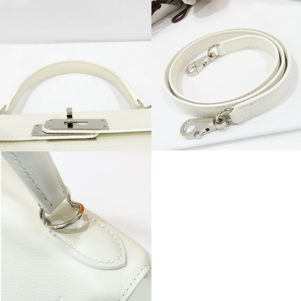 Hermes Kelly 28 Inner  White Evergreen Silver   2WAY  Bag