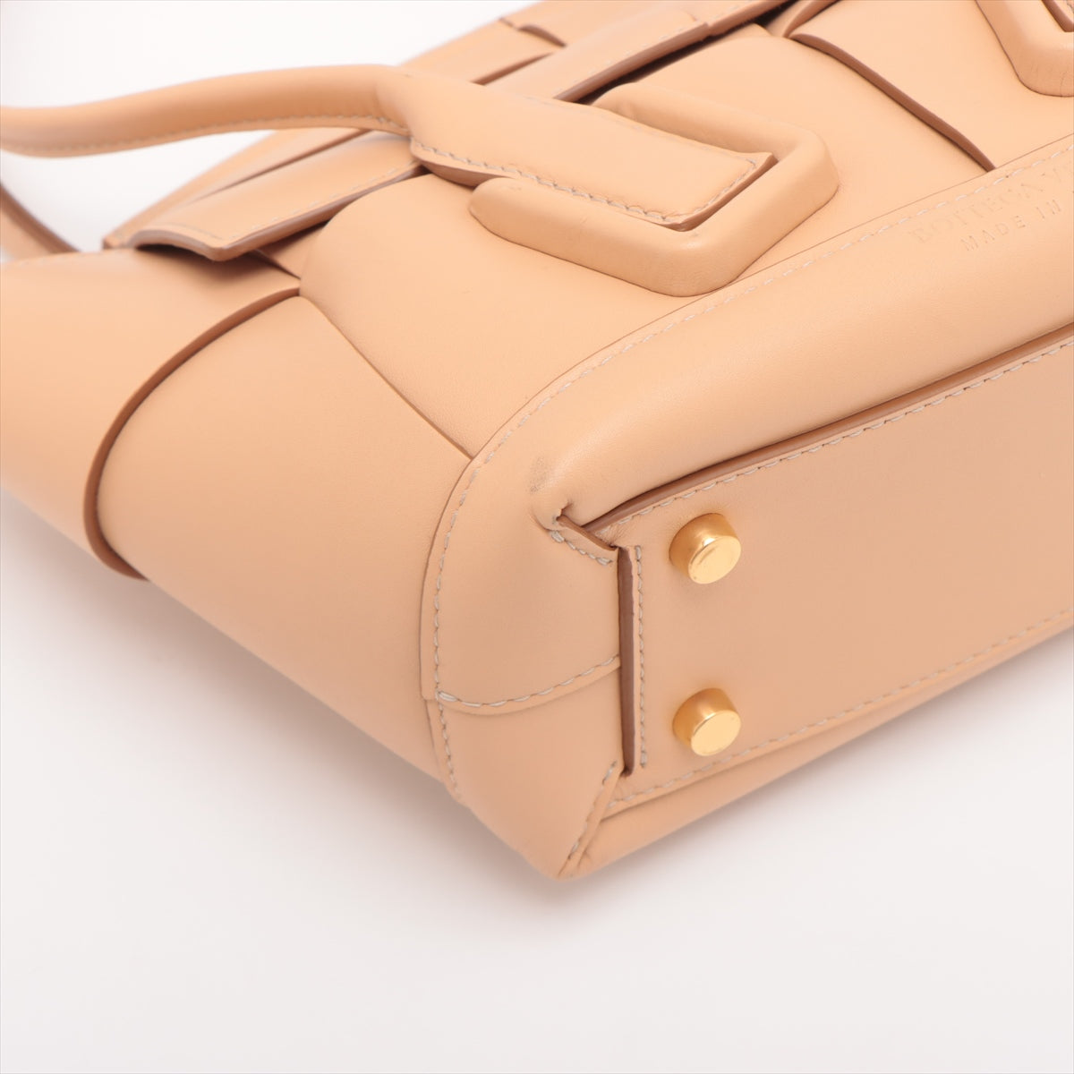 Bottega Veneta Maxine Introduction The Arcoic Leather 2WAY Handbag Beige