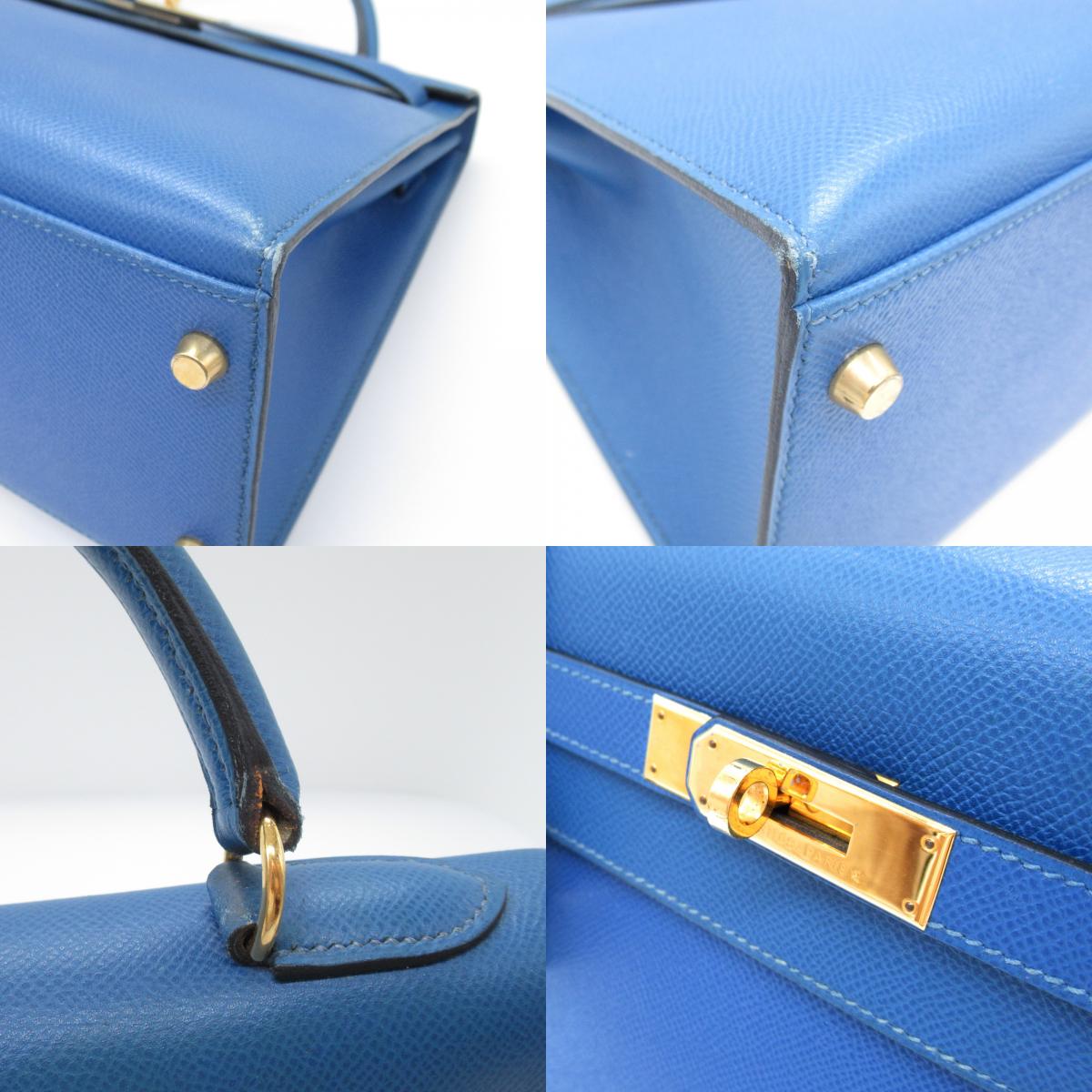 Hermes Kelly 32 Blue French  Sewing Handbag Handbag Leather Handbag Lexus  Blue