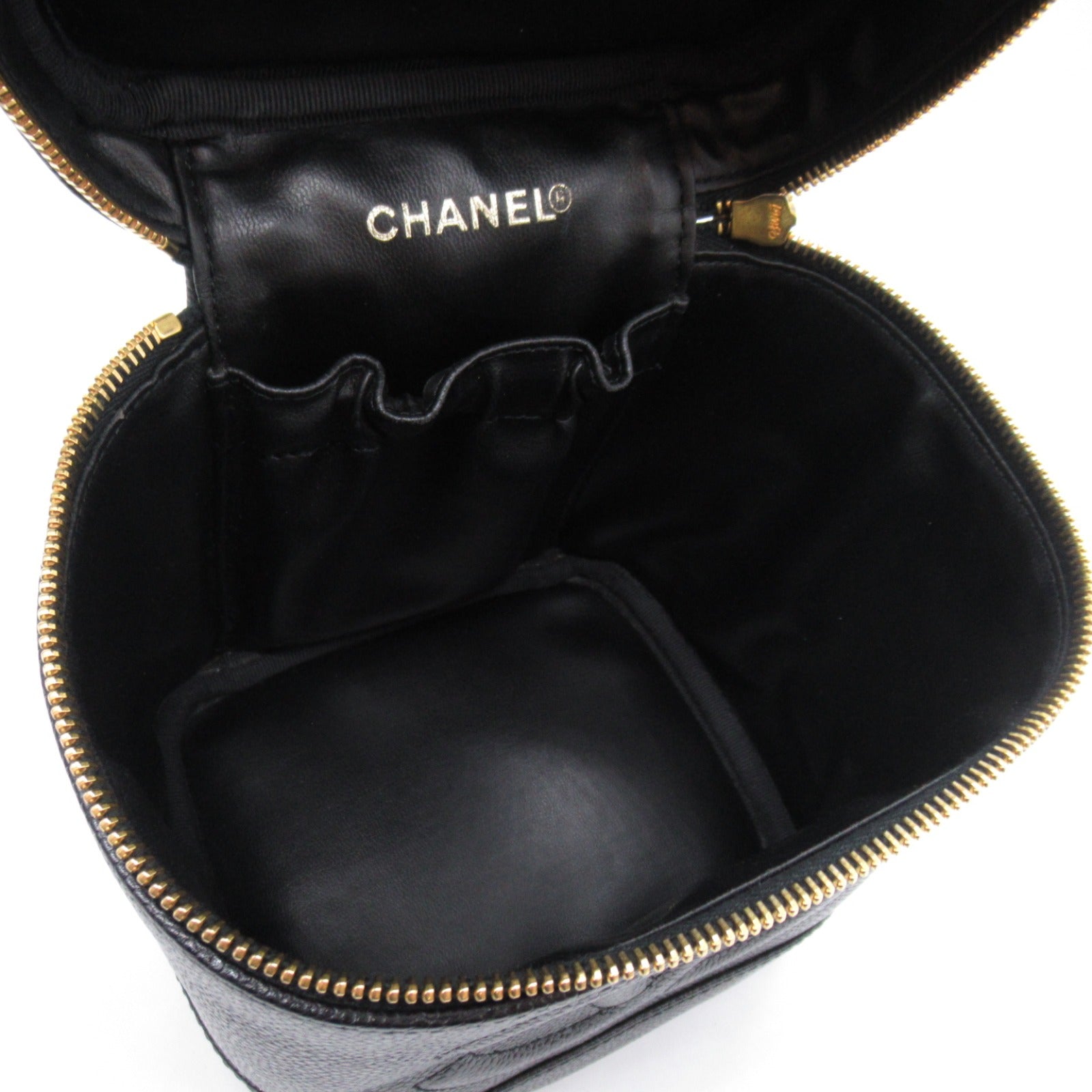 CHANEL Laminated Vanity Handbag Caviar S  Black  A01998