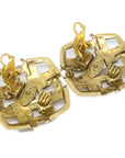 CHANEL 1993 Diamond Faux Pearl Earrings Clip-On Gold 23