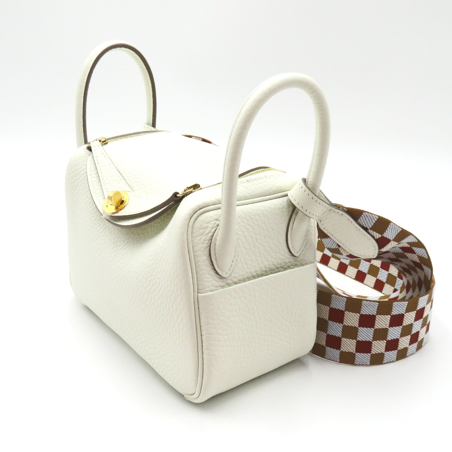 Hermes Hermes Lindemini 2w Shoulder Bag Leather Triumphant  White/Multi-Color