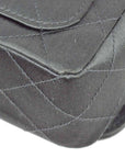 Chanel 1989-1991 Gray Satin Single Flap Shoulder Bag