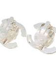 Chanel CC Turnlock Earrings Clip-On Silver Large 96A