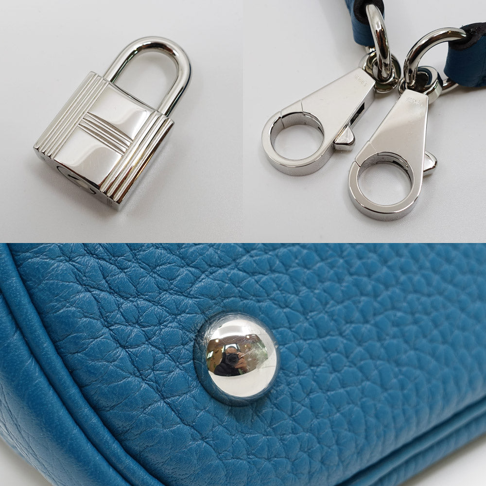 Hermes Border 31  Clemence Blue Silver G   R  2w Shoulder Handbag