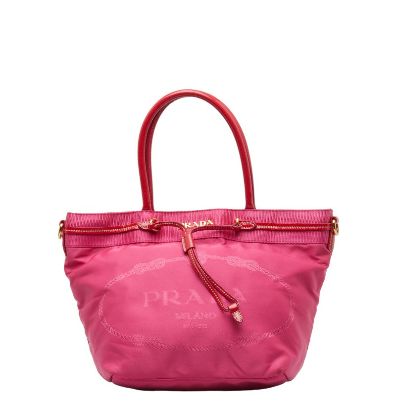 Prada Logo  Handbag Pink Red Nylon Emblem  Prada