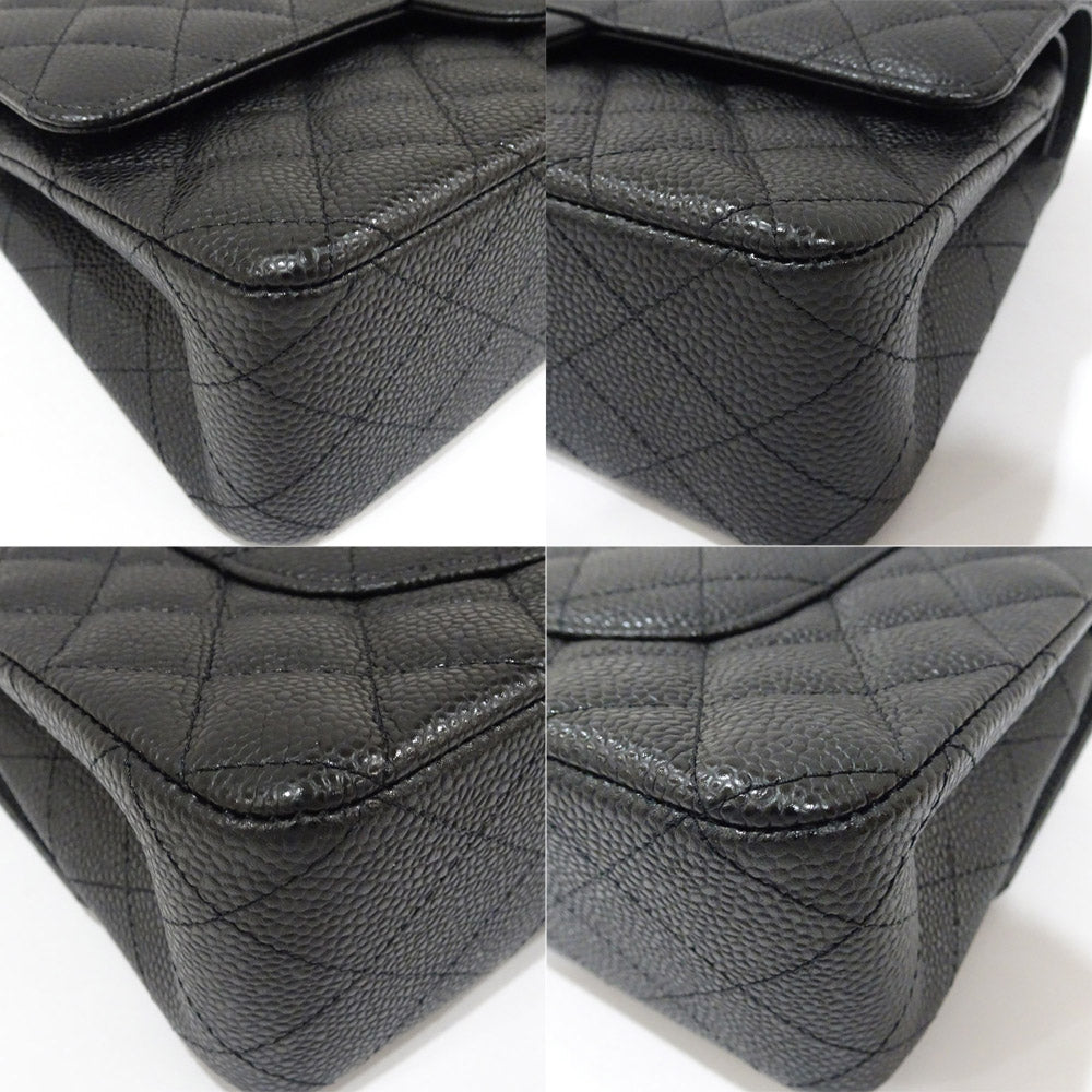 CHANEL Matrasse 25 Classic Handbag W Flap Bag A01112 Black Silver  Green  S Caviar Skin Shoulder Bag New
