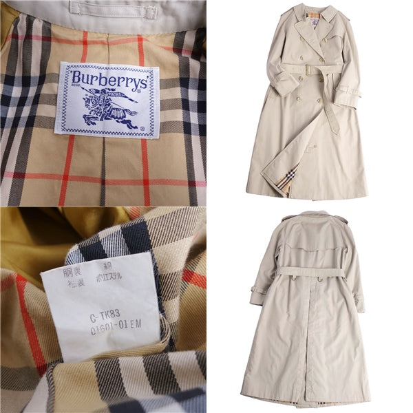 Vint Burberry s Coat Trent Coat Cotton 100% Back Check Out  11AB3 (L Equivalent) Light Gr  仙台 楽天市場店