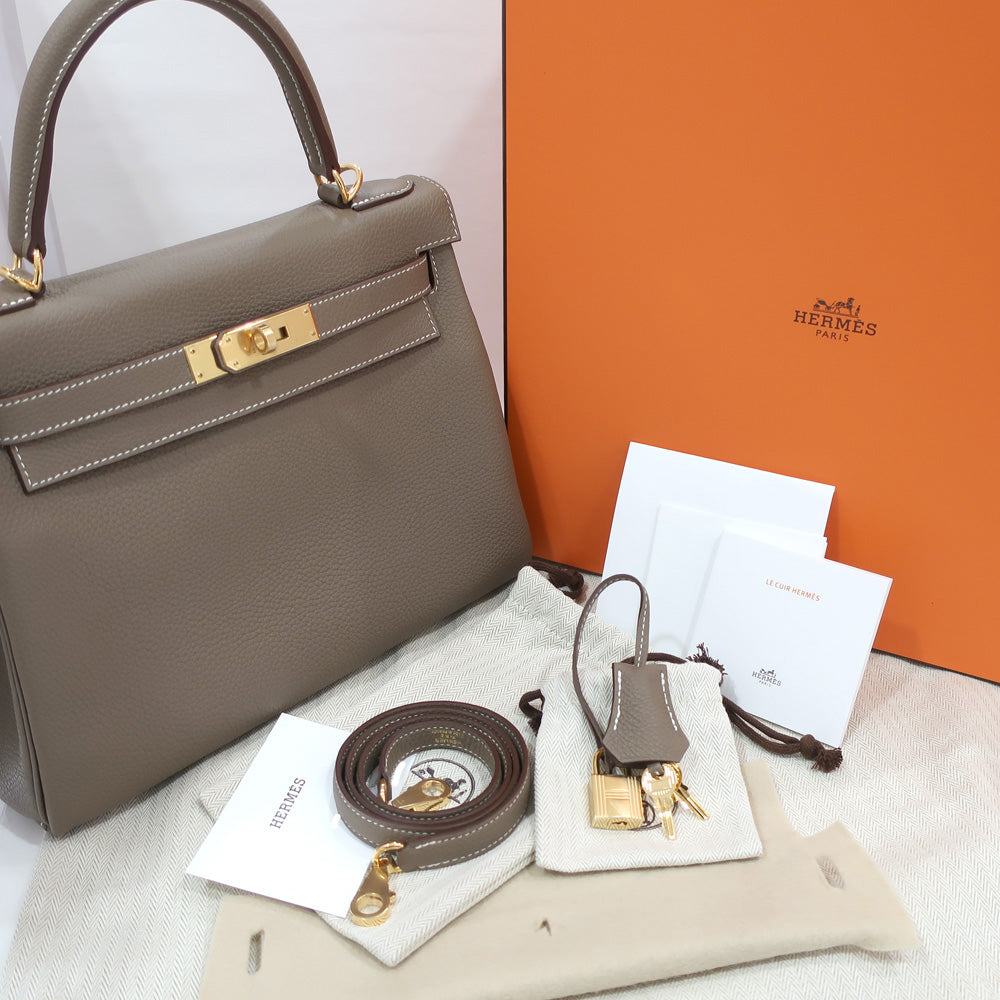 HERMES Hermes Bag Kelly Kelly 28 Togo   Etoupe/Gen  B  2023 Manufactured Woman  2WAY Preservation Bag  Key/Cadena Strap 【New】【Unused】