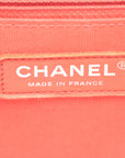 Chanel Boy Chanel Leather Chain Shoulder Bag Red Silver Gold