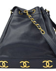 Chanel Navy Caviar Triple CC Bucket Shoulder Bag