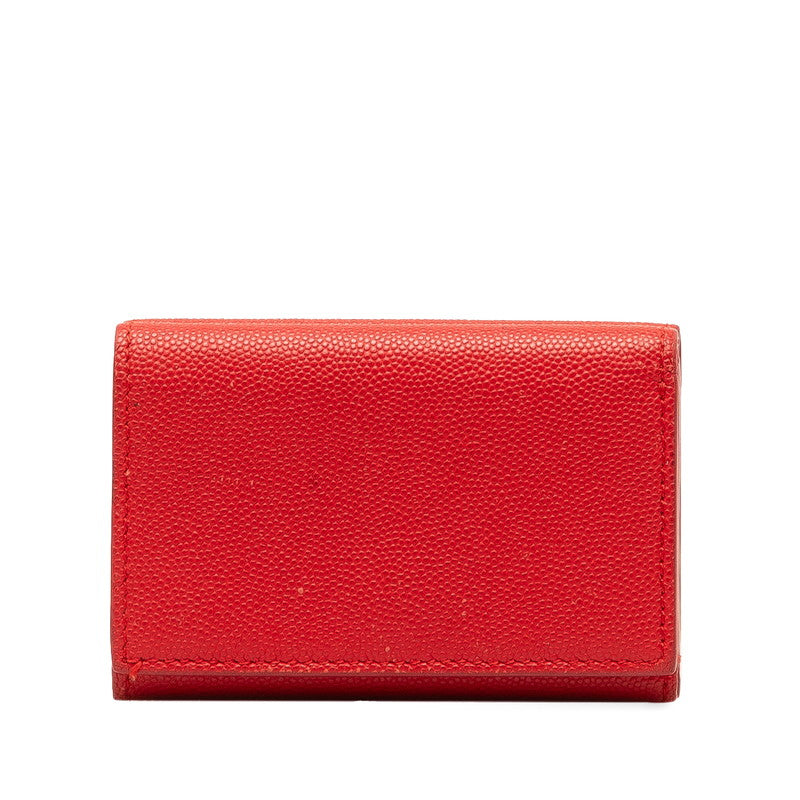 Burberry TB Logo Three Fold Wallet Red Leather