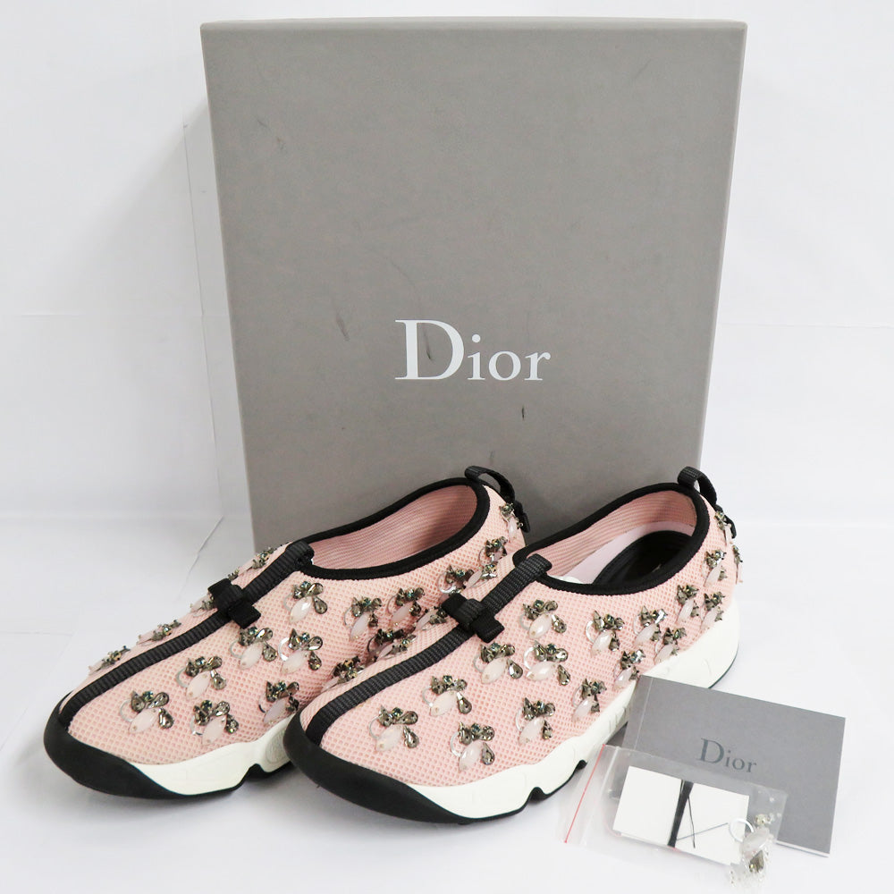 Dior Fusion Sneaker Slippon Pink Technicalnit KCK121MSTS32P 36.5 23.5cm Vision Ribbon  Shoes