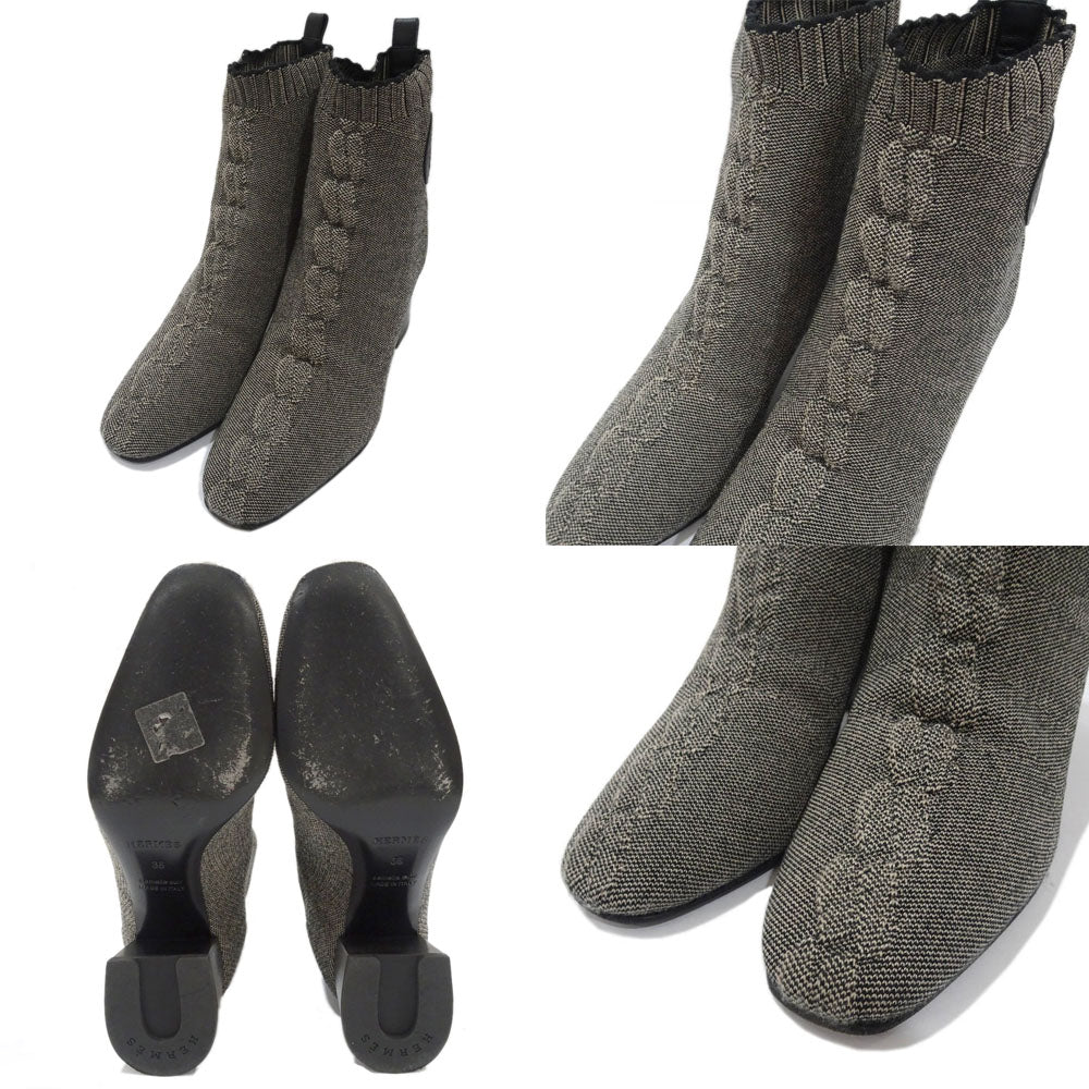 Hermes Wolverine Short Boots s Grey x Black Size 36 About 23.0cm Boots Shoes