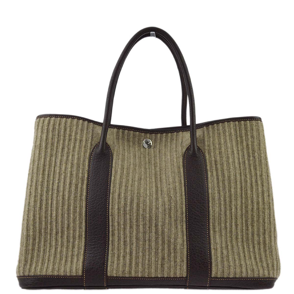 Hermes Brown Pleated Felt Buffalo Garden Party PM Tote Bag