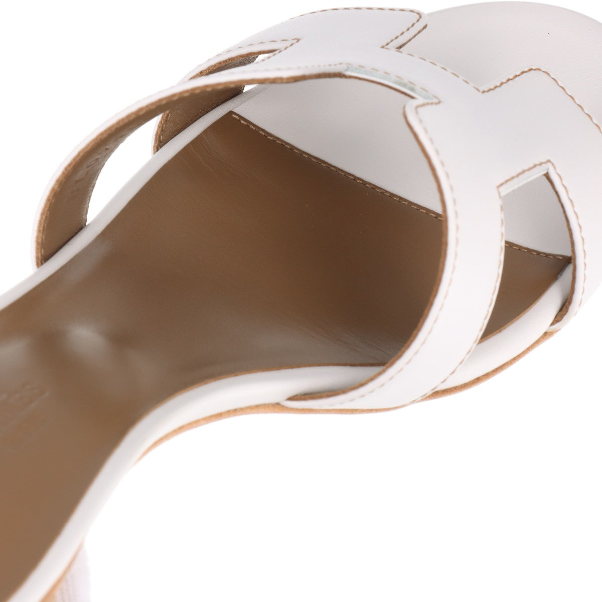 Hermes Oasis Leather Sandals 38.5  White