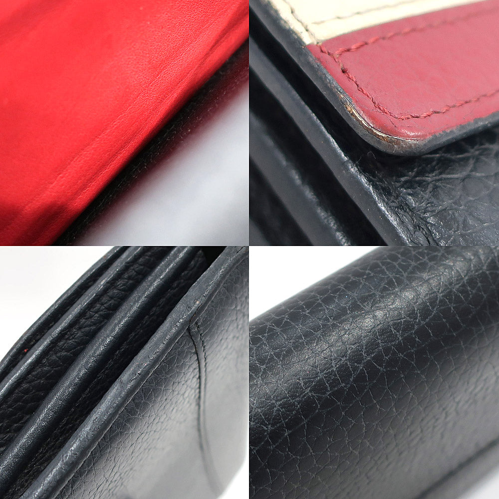 Louis Vuitton Long Wallet Portefolio Capsine M62133  Leather LV Logo Black Red Beige G  Women  Preservation Bag Box
