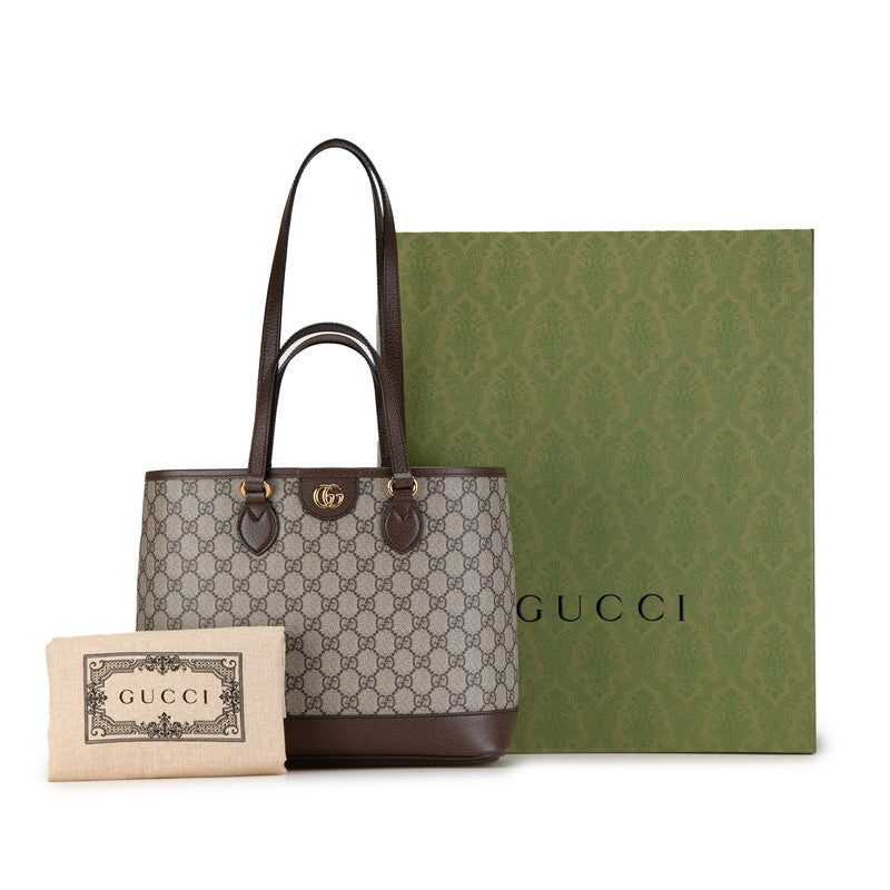 Gucci GG Supreme Ophidia Handbag 765043 Beige Brown PVC Leather  Gucci