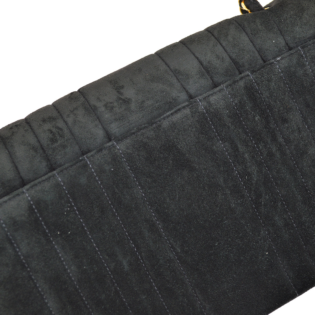 Chanel 1991-1994 黑色絨面革中號垂直縫線單翻蓋包