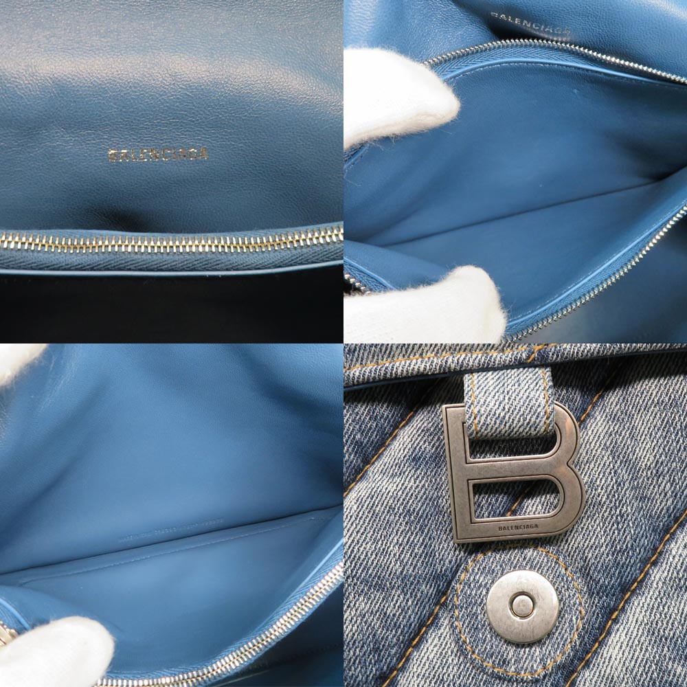 BALENCIAGA Balenciaga Crash Medium 7163932AAGX4661 Chain Bag Shoulder Bag Washdenim Blue Kilt Antique Silver G  Leather