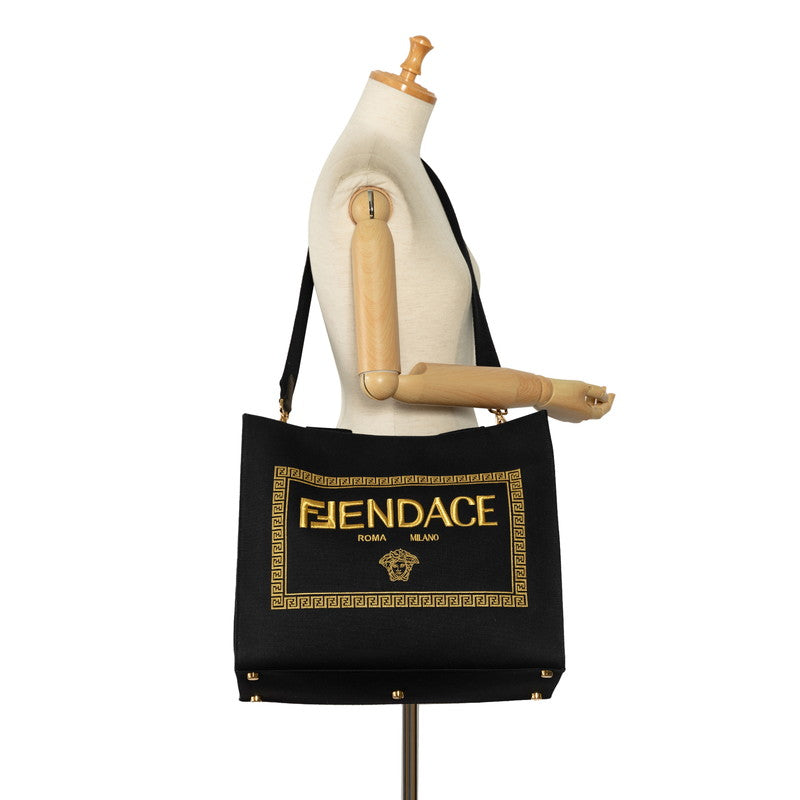 Fendi  Versace Fendace La Medusa Torta Bag 2WAY 8BH395 Black Canvas  Fendi