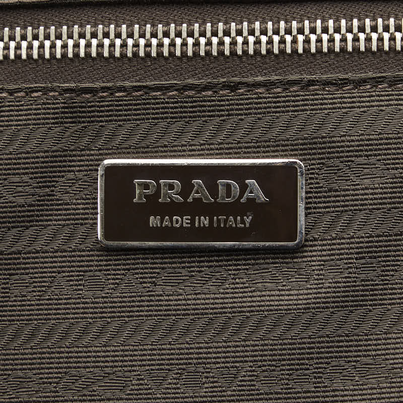 Prada Triangle Logo  Saffiano Carey Bag Brown Leather Men Prada