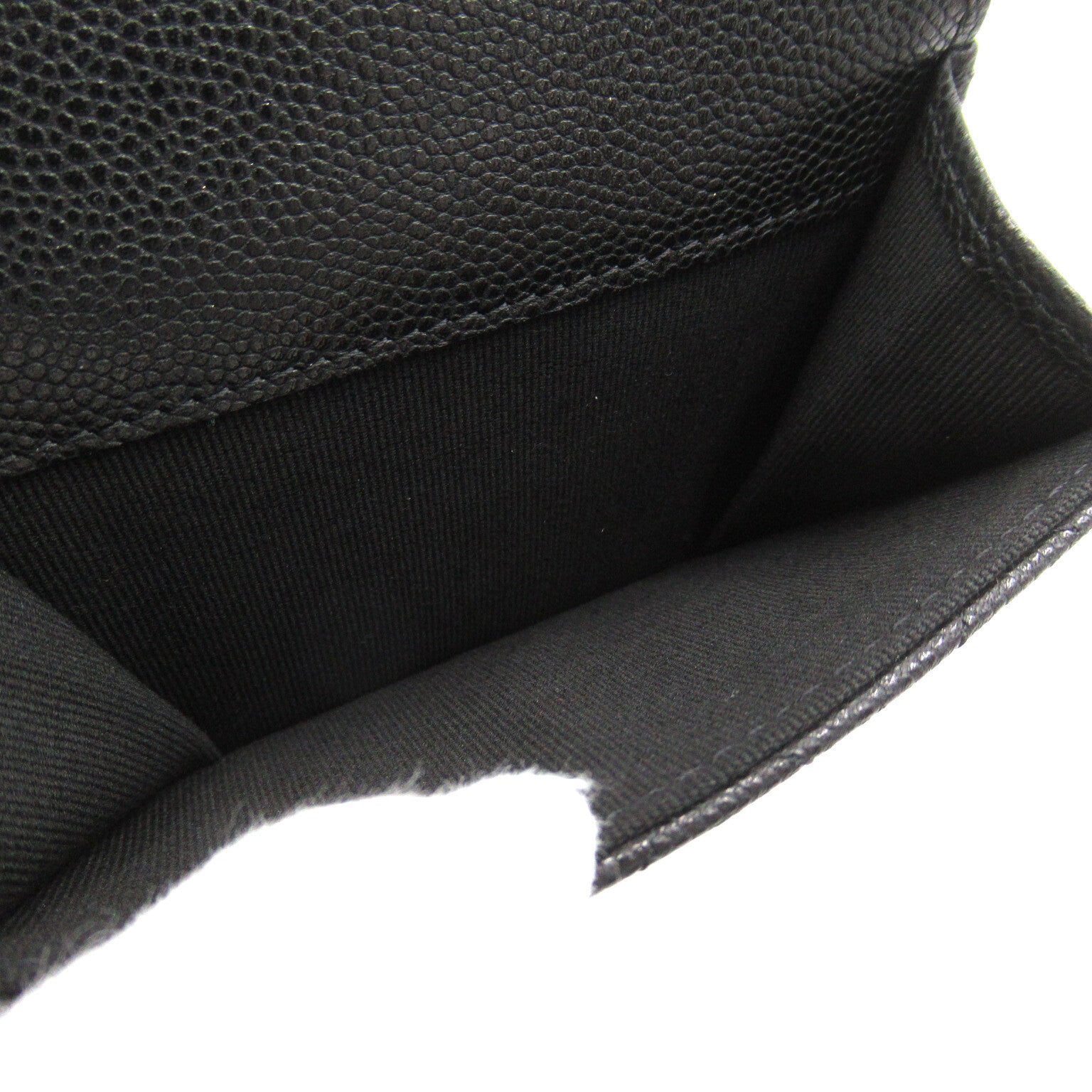 CHANEL Small Flap Wallet Three Fold Wallet Wallet Cabia S   Black  AP0230