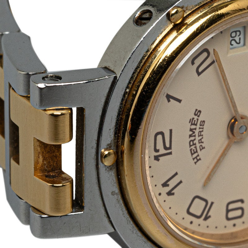 Hermes Clipper  Quartz Beige  Stainless Steel  Hermes