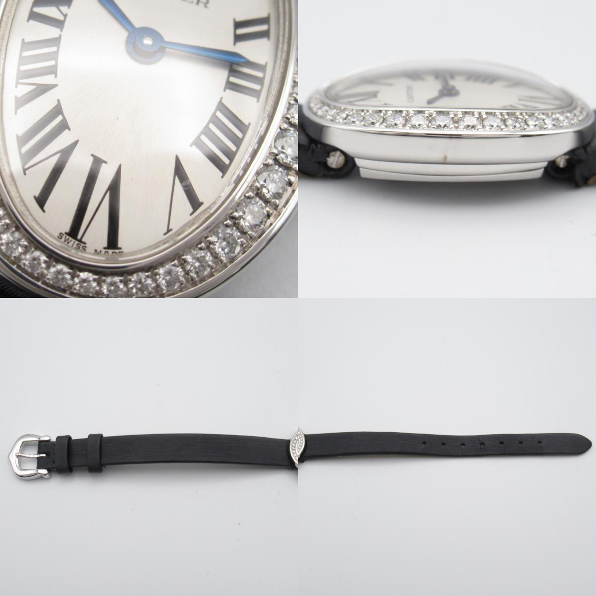Cartier Cartier Minibenewer Beezel Diamond  K18WG (White G) Leather Belt  Silver WB520027