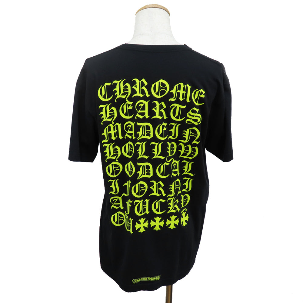 CHROME HEARTS  Black Neon Yellow L-Size Logo Print Apparel  Clothes Fashion Mens