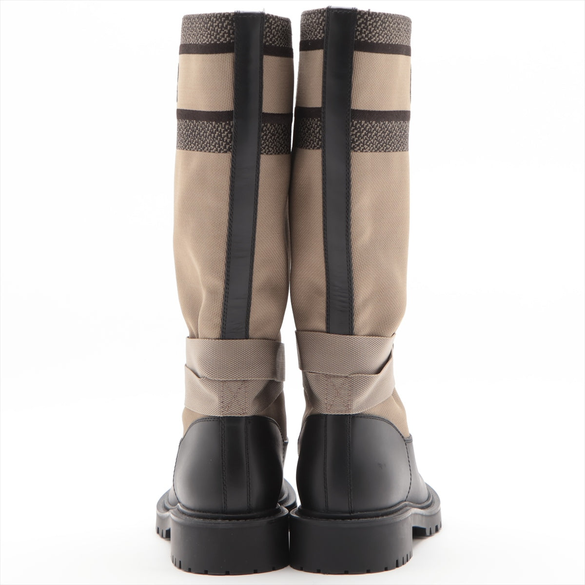 Dior Leather X Fabric Boots 35  Beige X Black D-MAJOR Nylon Band