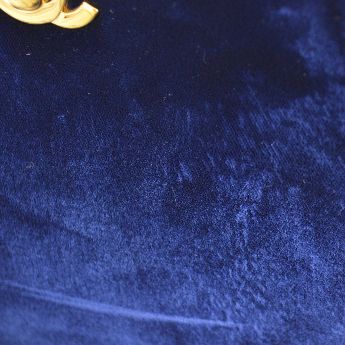 香奈兒* 1997-1999 藍色天鵝絨雙面旋鎖手提包