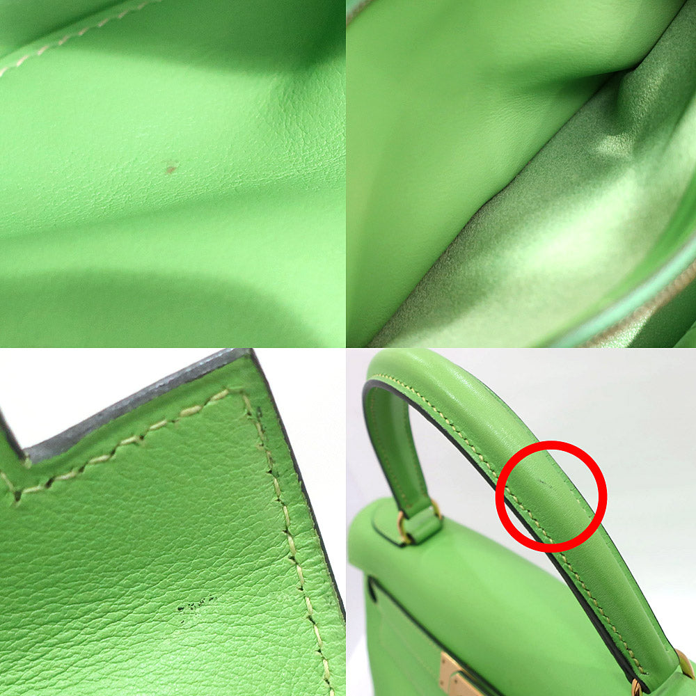 HERMES Hermes Bag Kelly Kelly 28 Vogalifer   Apple Green/Gen Gold   B  1998 Manufactured Woman  Key/Cadena 2WAY  Bag  Strip