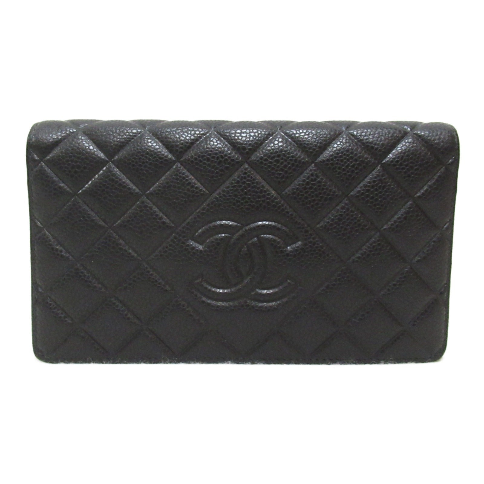 Chanel Two Fable Wallet Two Foldable Wallet Caviar S  Black Ladies