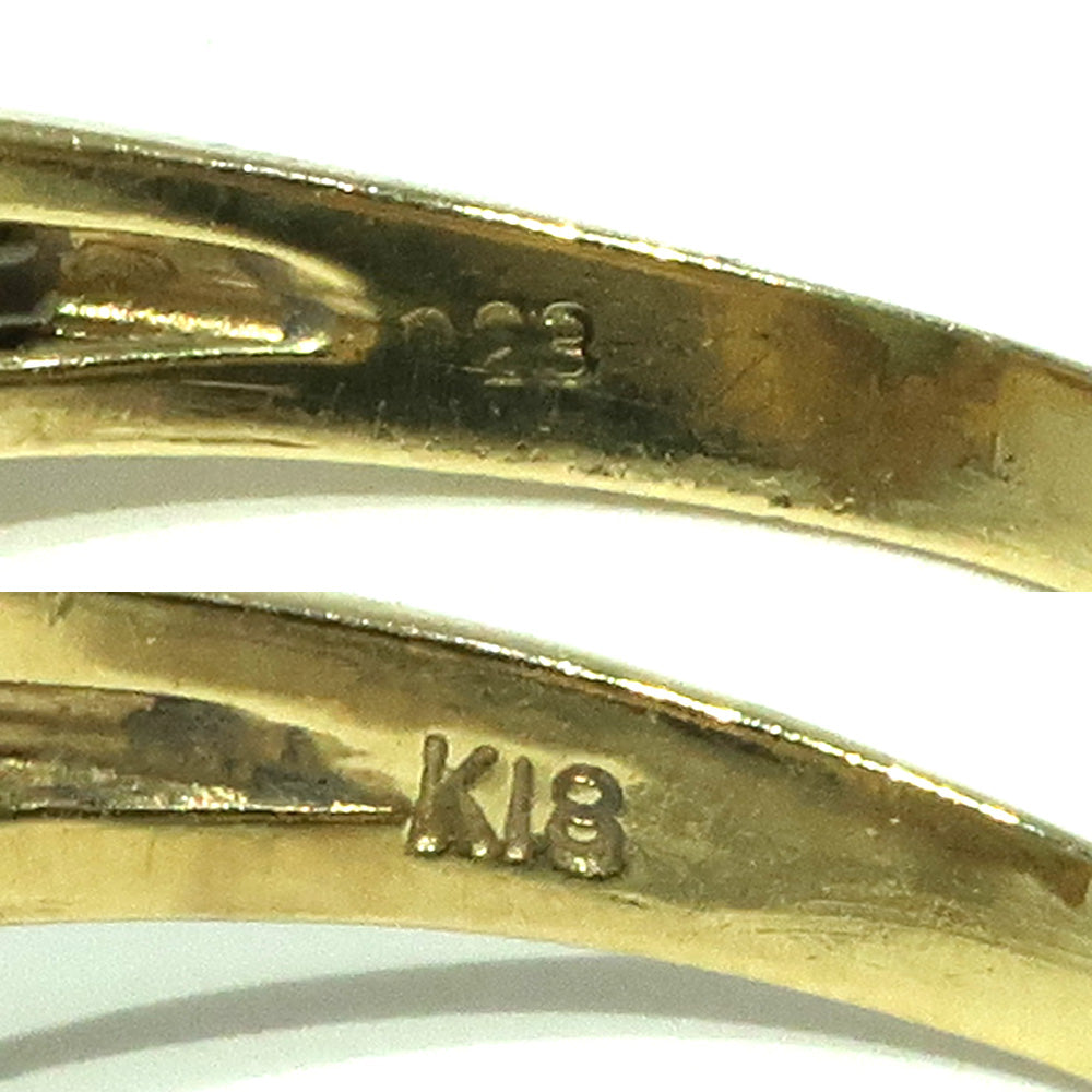 Jewelry accessory ring ring K18 yellow g peridot diamond 0.23ct 15.5 design  cute