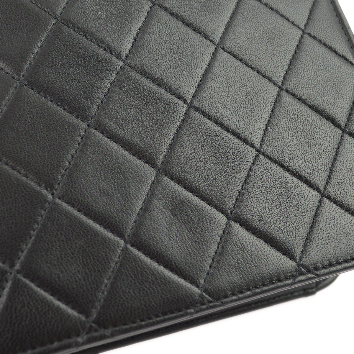 Chanel Black Lambskin Pushlock Small Full Flap Shoulder Bag
