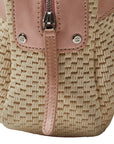 Chanel Logo One-Shoulder Bag Handbag Pink Natural Leather Cotton  CHANEL