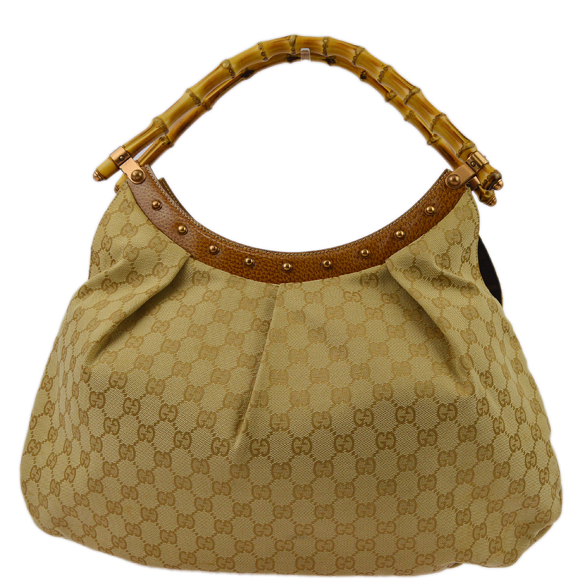 Gucci Beige Bamboo GG Handbag