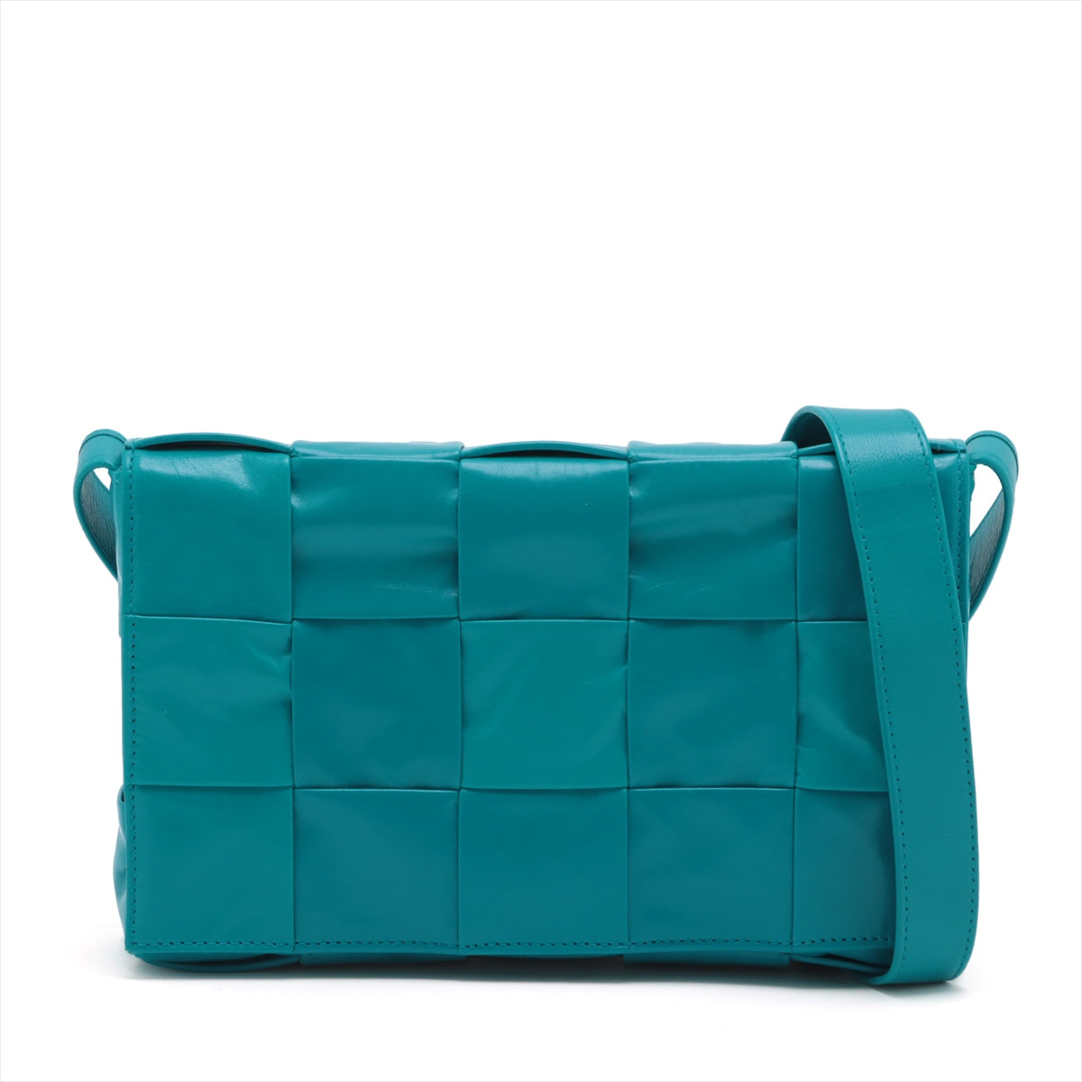 Bottega Veneta Maxine Incharted Casette Leather Shoulder Bag Blue