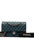 Chanel Mattrase 25 Coco Double Flap Chain Shoulder Bag Blue Silver Caviar S  CHANEL