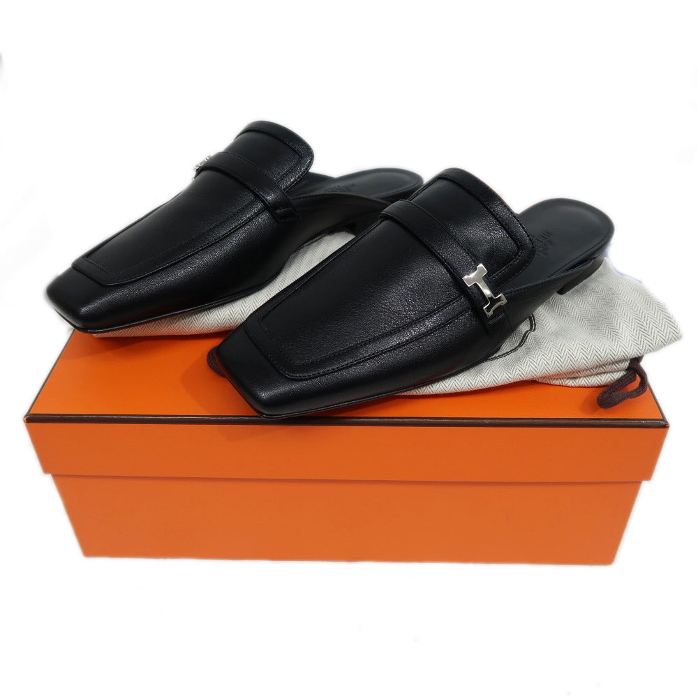 Hermes Group Mulch Size 36 1/2 Leather Black Black H G   Shoes