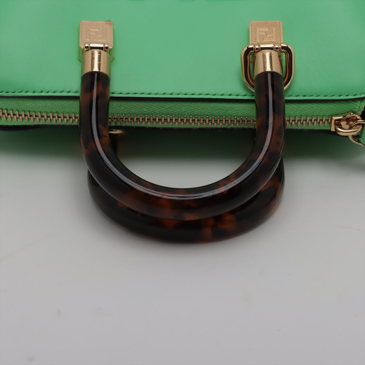 Fendi Byzaw Mini Leather Handbag Green 8BS067 Strap Parts