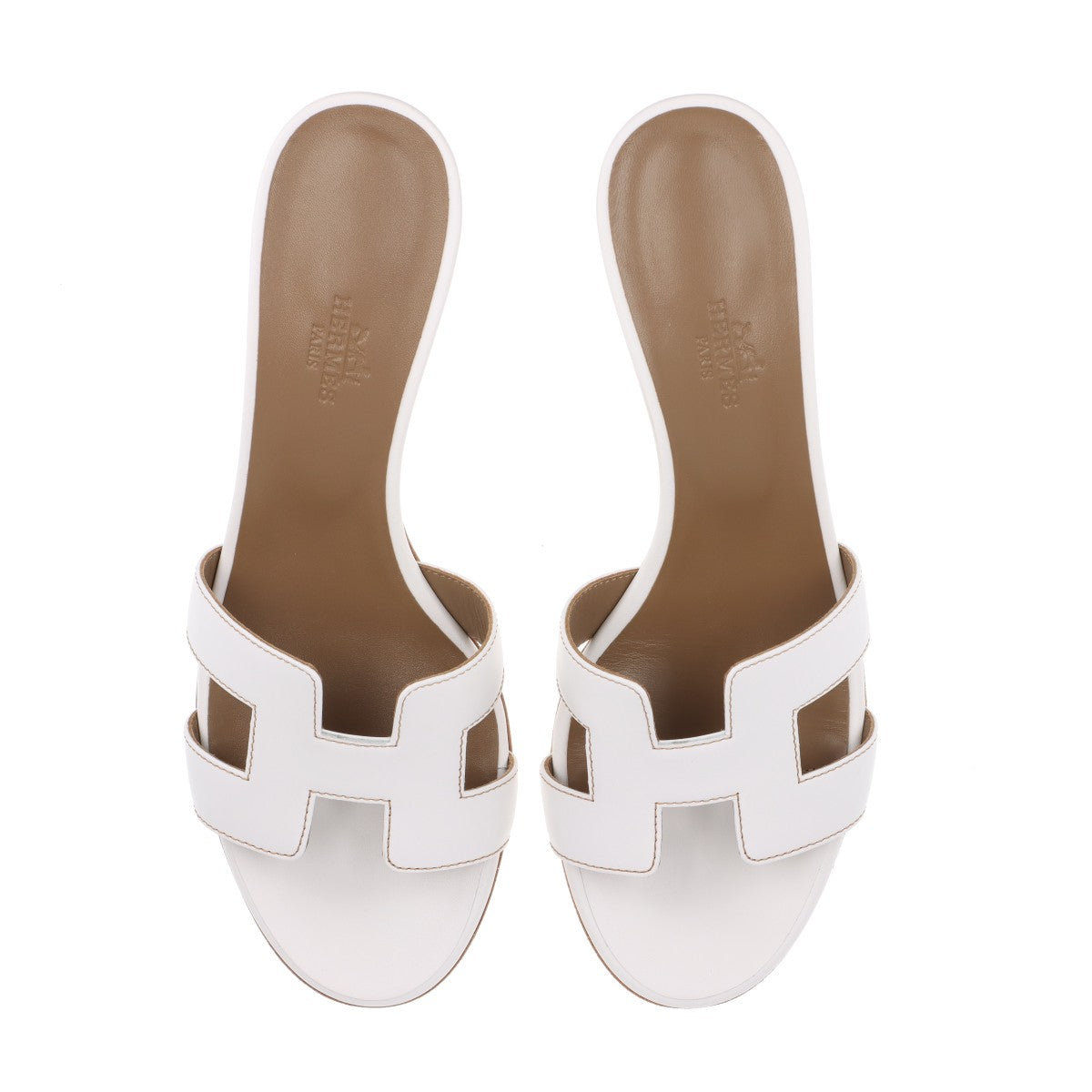 Hermes Oasis Leather Sandals 38.5  White