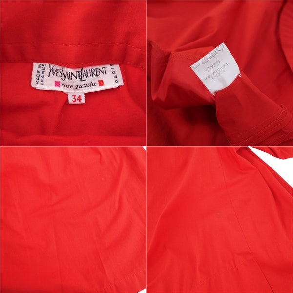 Vint Yves Saint Laurent One Earrings Short Sleeve ed Cotton Tops  Made in France 34 (equivalent to XS) Red