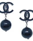 Chanel Dangle Earrings Clip-On Black 10C