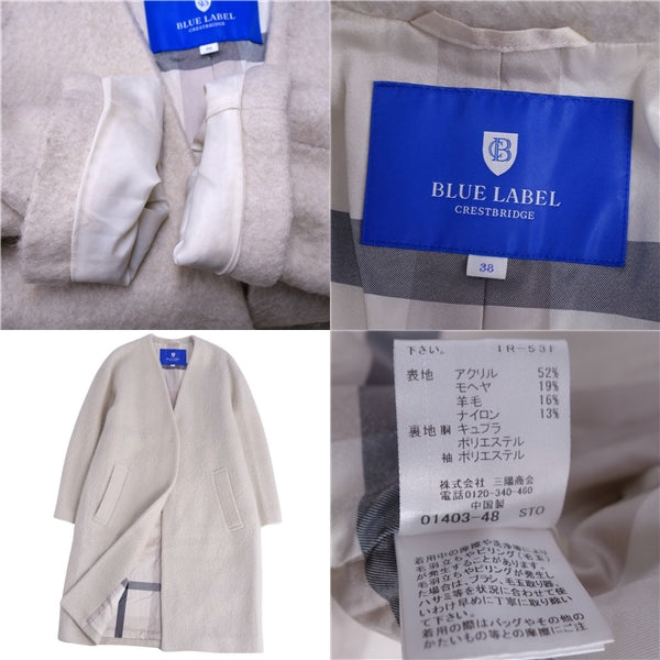 Blue Loveel Crest Bridge BLUE LABEL CRESTBRIDGE Coat Long Coat -Color Moheya Wool   38 (M equivalent) Ivory